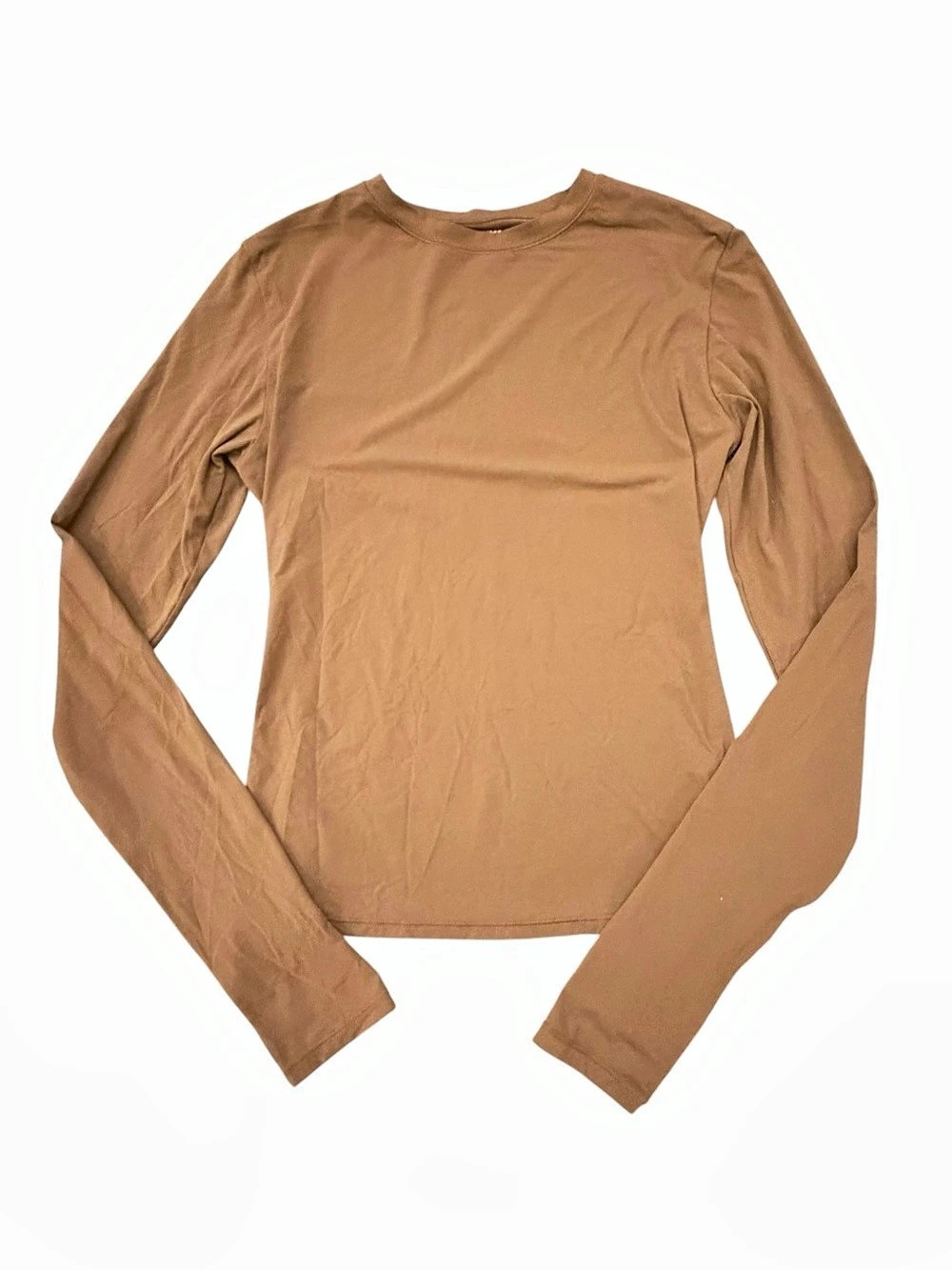 Skims Fits Everybody Long Sleeve T Shirt Womens Small Brown Cocoa Crewneck